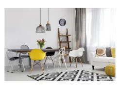 Candeeiro de teto BAGUET estilo moderno - A 120 cm x P.ø16 cm - E27 42W - ip20 - aço e madeira - preto