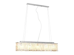 Candeeiro de teto com contas de cristal 104 cm E14 prateado PT387435