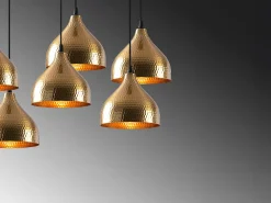 Candeeiro de teto metal 7 abajures L88 x A114 cm dourado e preto - SONITI