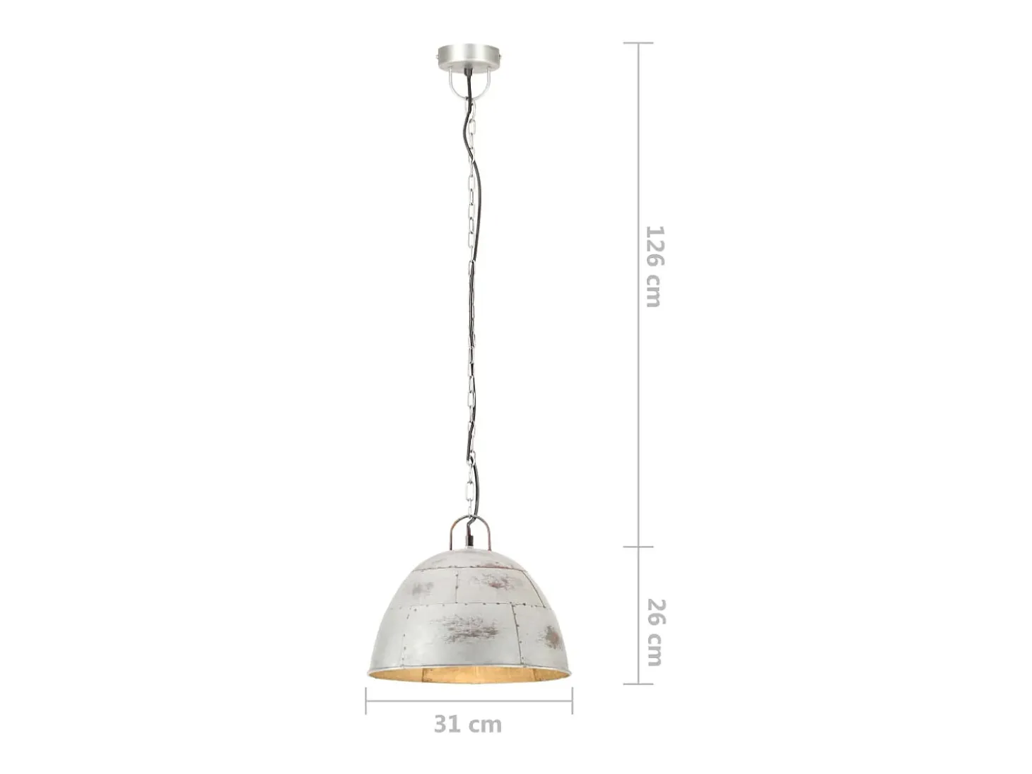 Candeeiro de Teto Vintage Redondo Prateado E27 - Estilo Industrial 25W