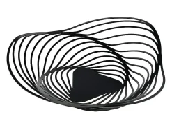 Centro de mesa Alessi Trinity em aço inox preto, design espiral inspirado no náutilo, diâmetro 43 cm