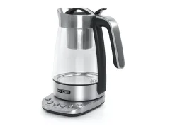 Chaleira elétrica Muse MS-320T 1,2L inox com infusor, controlo de temperatura 80-100°C, desligamento automático e função manter quente
