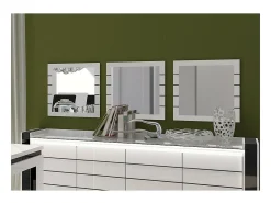 Conjunto de 3 espelhos LINA branco e preto brilhante.