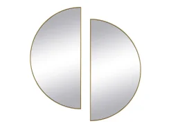 Conjunto de 2 espelhos semicírculo design em metal C.50 x A.100 cm dourado - GAVRA