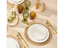 Conjunto de 6 Pratos de Sobremesa Stone Marfim 20 cm - Coleção Moderna em Grés Colorido por Médard de Noblat