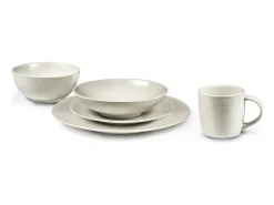 Conjunto de 6 Pratos de Sobremesa Stone Marfim 20 cm - Coleção Moderna em Grés Colorido por Médard de Noblat