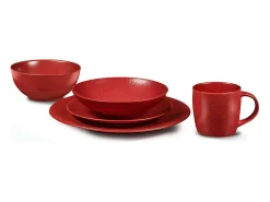 Conjunto de 6 Pratos Rasos Stone Vermelho 27 cm - Coleção Médard de Noblat