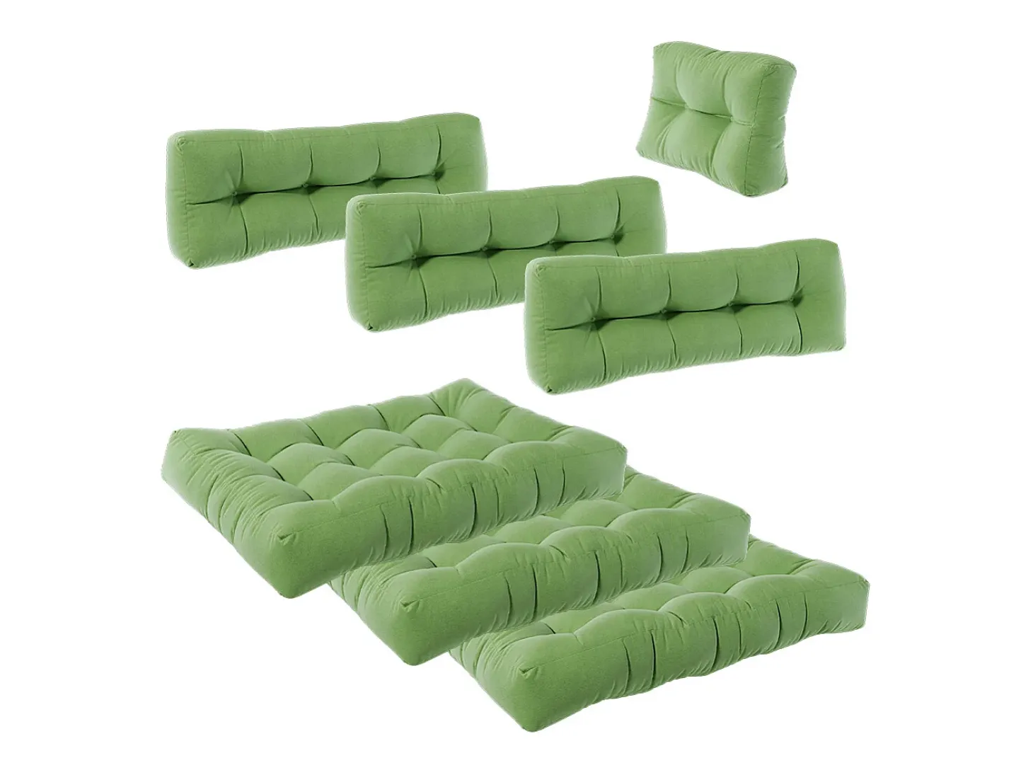 Conjunto de almofadas de paletes verde 120x80x15 flocken
