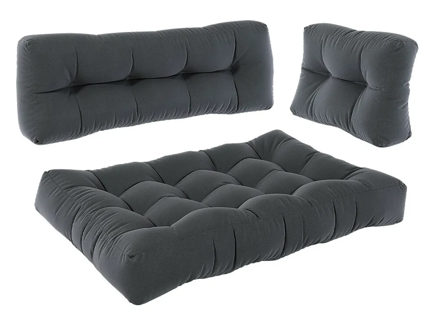 Conjunto de almofadas de paletes antracite 120x15x80 flocken