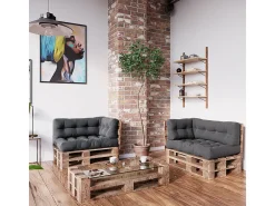 Conjunto de almofadas de paletes antracite 120x15x80 flocken