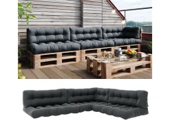 Conjunto de almofadas de paletes antracite 120x80x15 flocken
