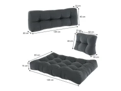 Conjunto de almofadas de paletes antracite 120x80x15 flocken