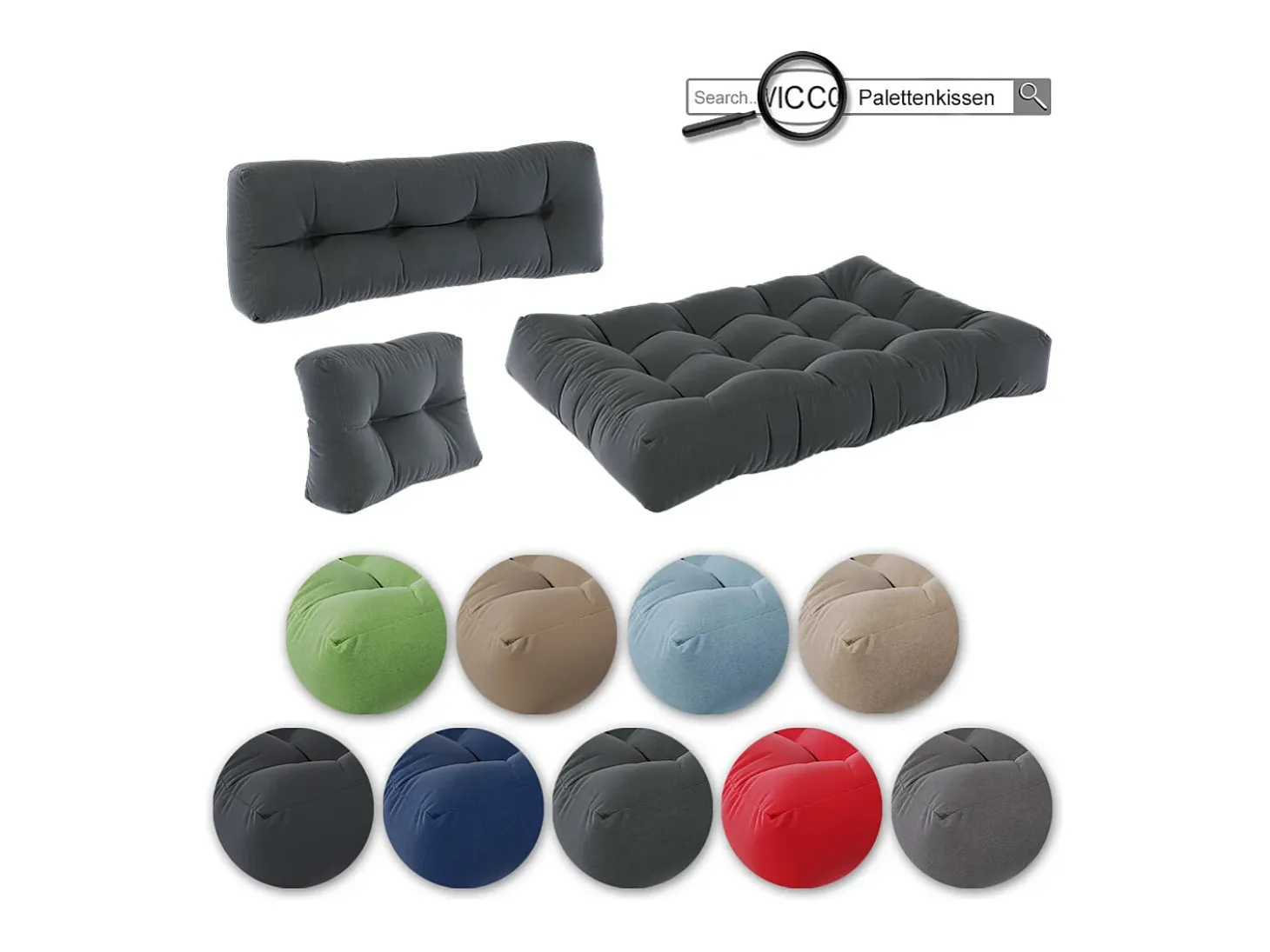 Conjunto de almofadas de paletes antracite 120x80x15 flocken