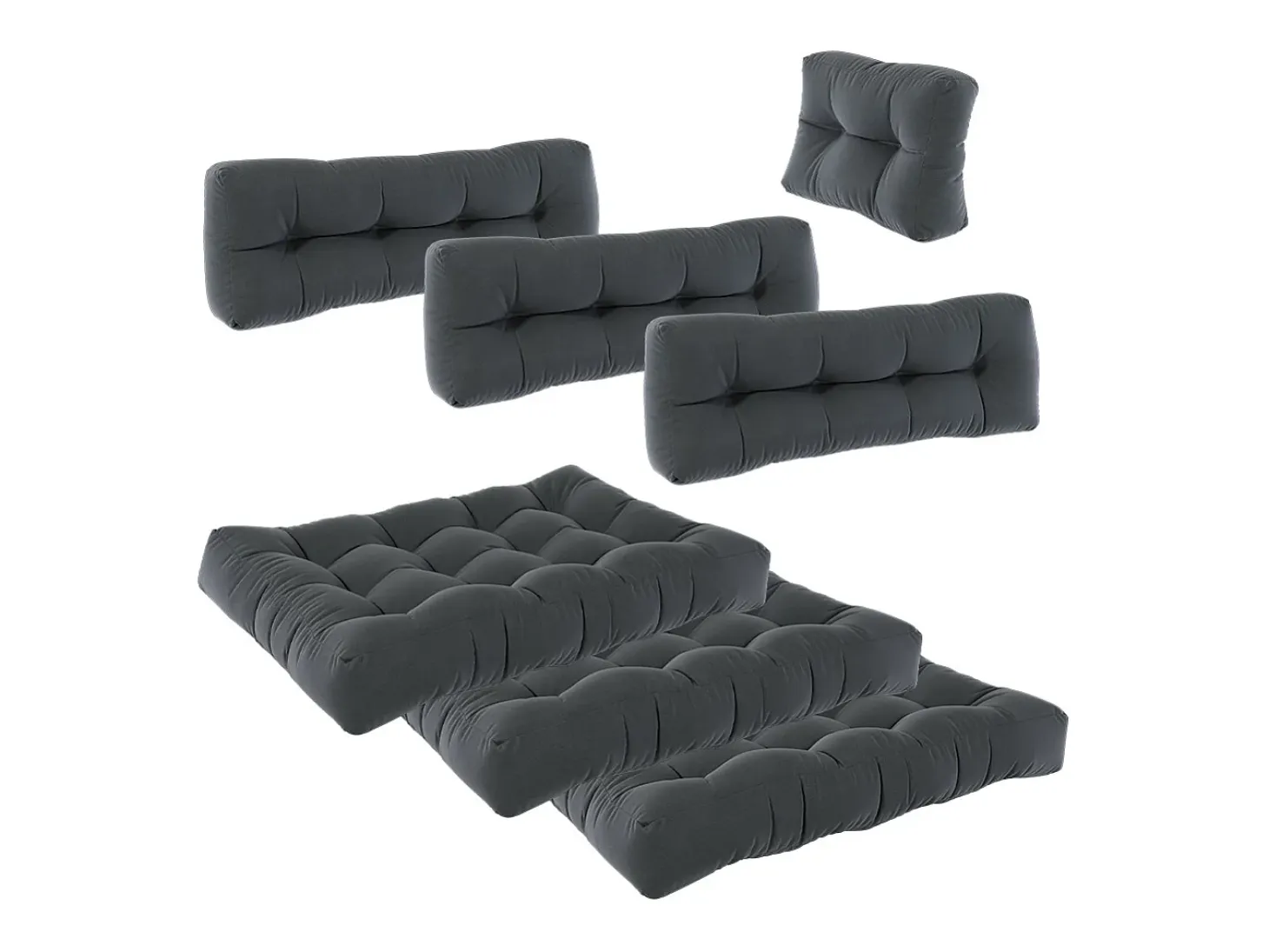 Conjunto de almofadas de paletes antracite 120x80x15 flocken