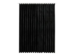 Cortina Blackout de Veludo Preto com Ganchos - 290x245 cm para Total Privacidade