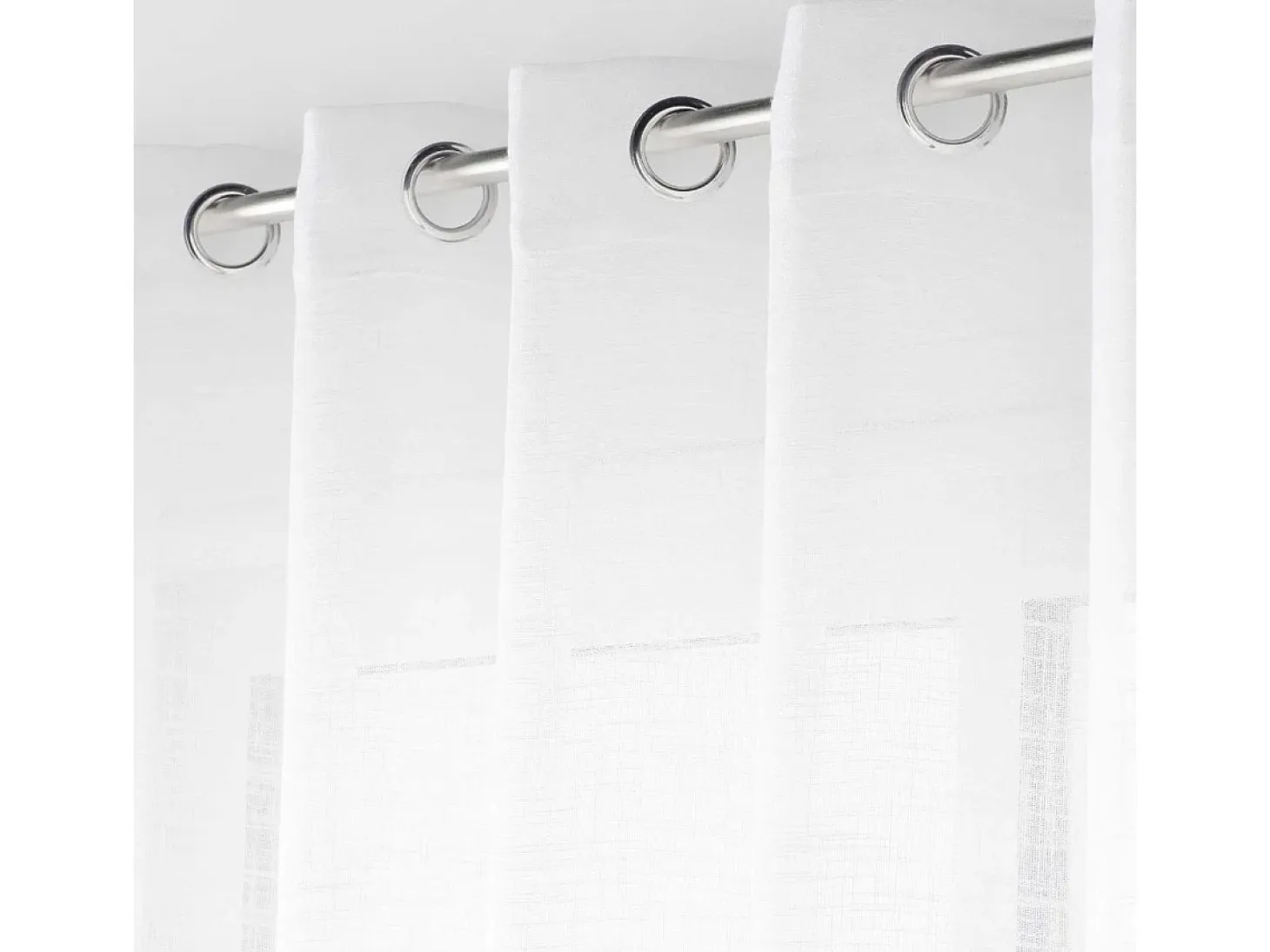 Cortina Voil "Haltona" Branca Efeito Linho 240x240cm com Ilhós - Oeko-tex