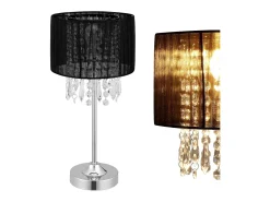 Elegante candeeiro de mesa candeeiro de mesa estiloso candeeiro de leitura com cristais sintéticos casquilho metálico E14 40 cm de altura preto 03_0005271
