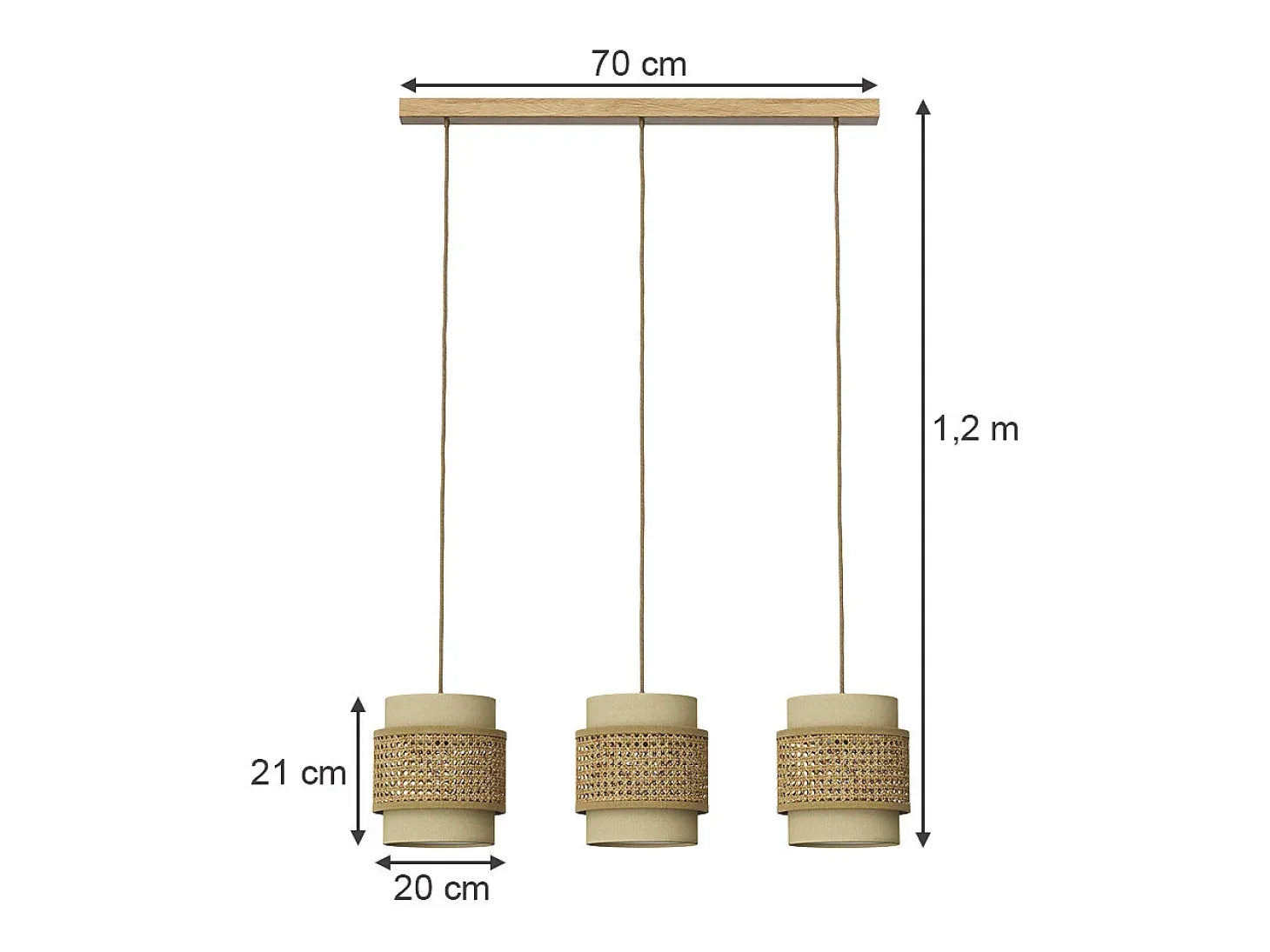 3er Pendelleuchte creme 70x70x120 morten