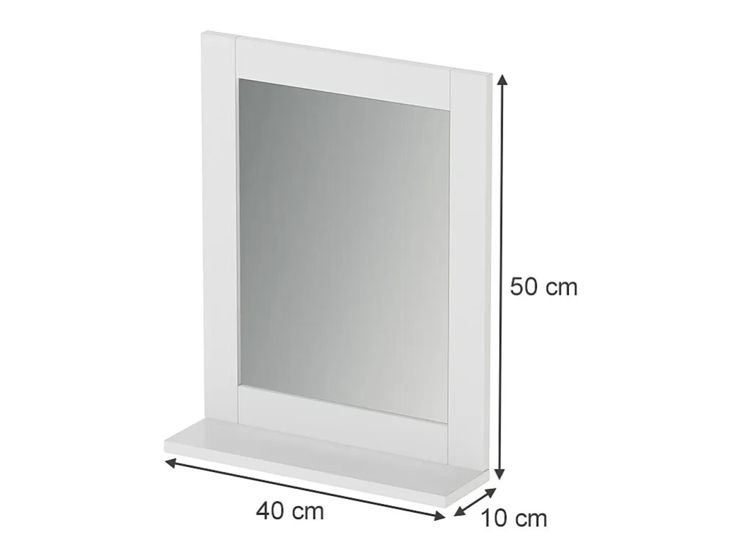 Espelho de banheiro branco 40x10x50 vilda