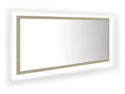 Espelho de banheiro com LED 100 x 8,5 x 37 cm acrílico cor carvalho Sonoma 02_0006960