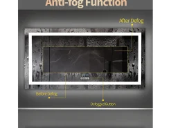 Espelho de banheiro 140x70cm LED ajustável + antiembaçante + Bluetooth 5.2 + Relógio + 3 cores 4 botões