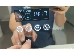 Espelho de banheiro 120x60cm LED ajustável + antiembaçante + Bluetooth 5.2 + Relógio + 3 cores 4 botões