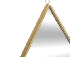 Espelho de parede assimétrico em metal dourado forma de gota 28x39 cm, design moderno para fixar na parede