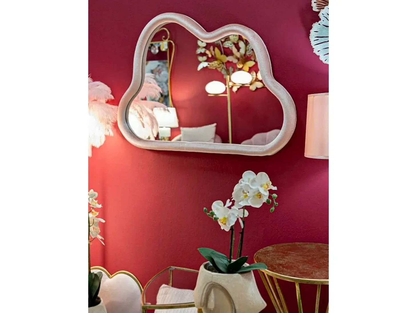 Espelho Depero, Espelho, Artigo de decoração de parede, Decoração com espelho, 90x4 h60 cm, Rosa