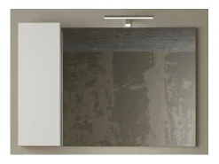 Espelho design com armazenamento, 110x75 cm, coleção BURA, cores branco brilhante e concreto.