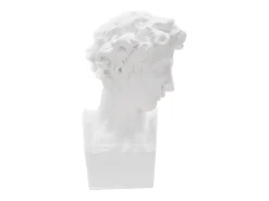 Estatueta Escultura Decorativa Em Resina Branca Rosto Masculino Enea Mauro Ferretti