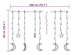 Estrelas e luas de luz c/ controlo remoto 138 LEDs azul