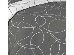 Jogo de Cama 3 Peças "Elton" 240x220cm Cinza Reversível - Poliéster - Oeko-tex - 2 Lugares