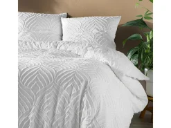 Jogo de Cama 3 Peças "Heltie" Branco Microfibra Tufted Oeko-Tex 240x220cm