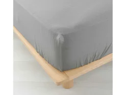 Lençol Ajustável Dupla Gaze de Algodão Angelia 140x190 Cinza - Suavidade e Conforto Ótimo