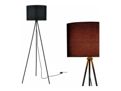 Luminária de chão (1 soquete E27) (150 cm x 60 cm) com cúpula (preta) guarda-sol e luminária de chão de três pés 03_0002425