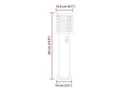 Luminária de chão externa com sensor aço inoxidável prateado Prata 02_0042526