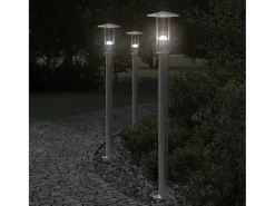 Luminária de chão externa prateada de 100 cm em aço inoxidável modelo 02_0042514