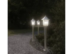 Luminária de chão externa prateada de 80 cm em aço inoxidável modelo 02_0042519