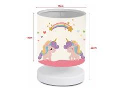 Luminária de mesa infantil 22 cm branca com desenho de unicórnio 03_0007387