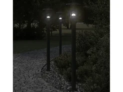 Luminárias de chão para exterior 3 peças 100 cm aço inoxidável preto 02_0042545