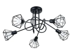 Lustres Lunova moderno, aço - 5 fontes de luz 3000K - L.58 x H.28.5 cm - preto