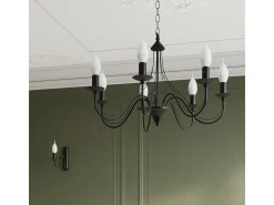 Lustres Minerwa Moderno, Aço - 7 Lichtbronnen - L.60 X H.80 Cm - Preto