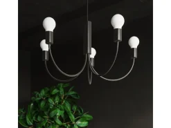 Lustres Minimo moderno, aço - 5 fontes de luz 3000K - L.45 x H.100 cm - preto