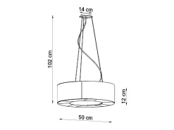 Lustres Saturno Minimalista, Tecido/Pvc/Aço - 5 Lichtbronnen - L.50 X H.102 Cm - Preto