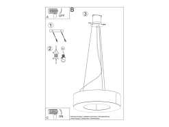 Lustres Saturno Minimalista, Tecido/Pvc/Aço - 5 Lichtbronnen - L.50 X H.102 Cm - Preto