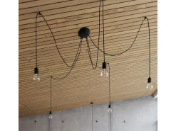 Lustres Speis sótão, tecido/aço - 7 fontes de luz 4000K - L.300 x H.150 cm - preto