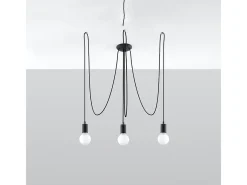 Lustres Speis sótão, tecido/aço - 3 fontes de luz 3000K - L.300 x H.150 cm - preto