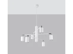 Lustres Torim moderno, aço - 6 fontes de luz 3000K - L.77 x H.125 cm - branco