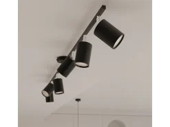 Lustres Torim moderno, aço - 6 fontes de luz 4000K - L.77 x H.125 cm - preto