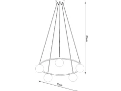 Lustres Yoli Moderno, Aço/Vidro - 5 Lichtbronnen - L.80 X H.98 Cm - Preto